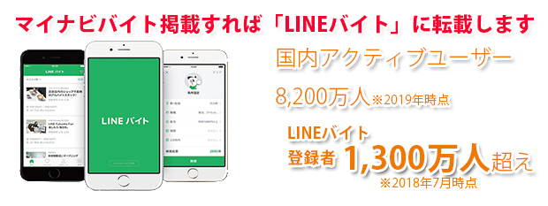 LINE(ライン)に掲載できるのはマイナビバイト