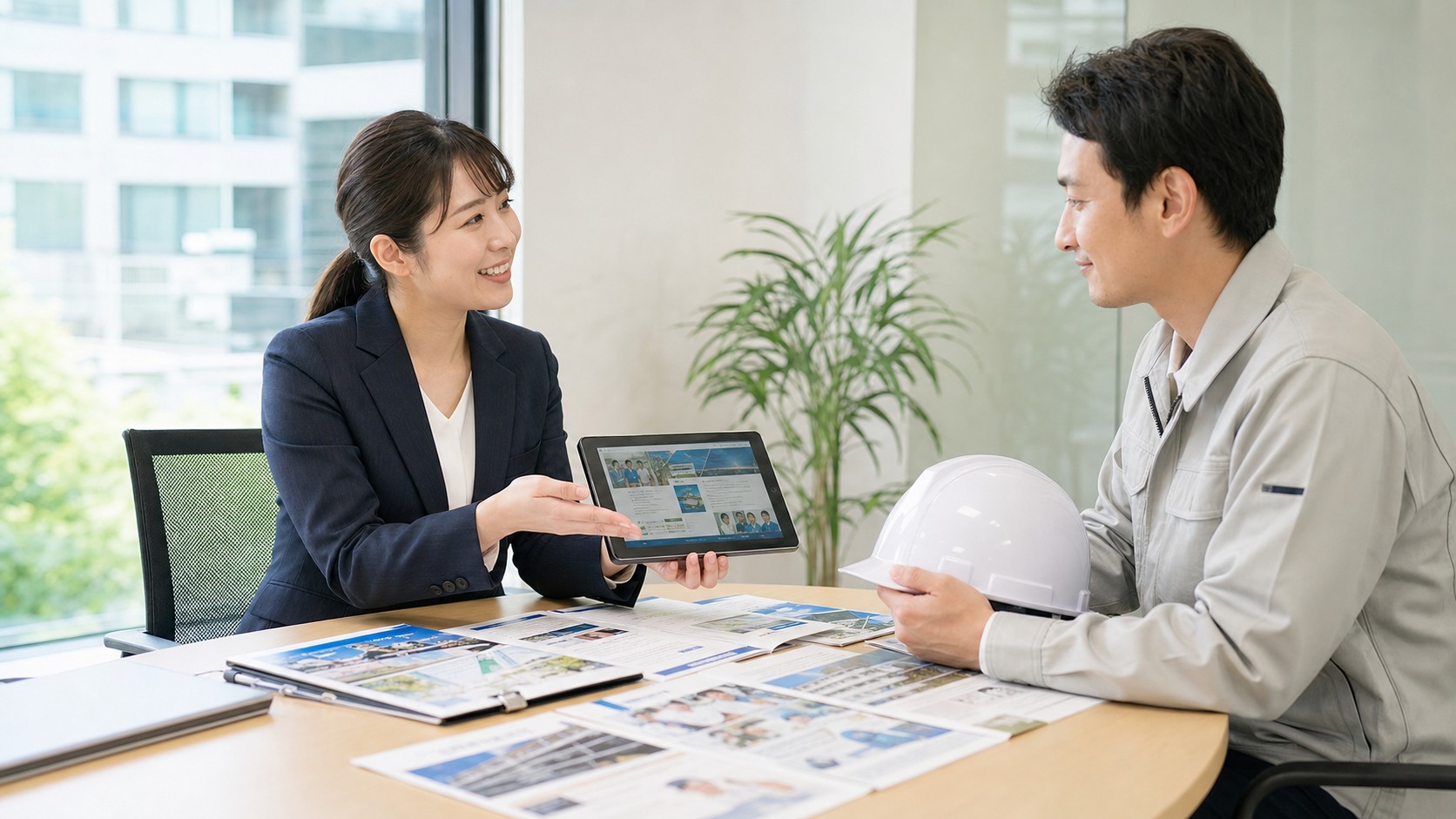 GATEN職の掲載サポートについて相談する様子