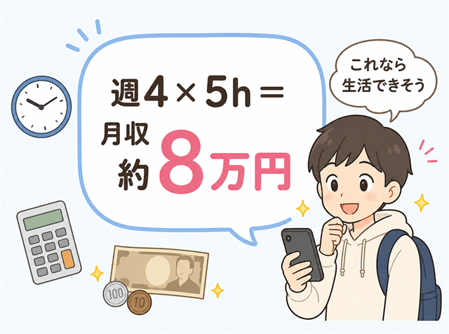 求人の給与欄でモデル月収を見せて求職者が納得するイメージのイラスト