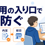 新人アルバイトの採用ミスマッチを防ぐ、面接から内定後・初日までの採用時チェックポイントを示したアイキャッチ画像