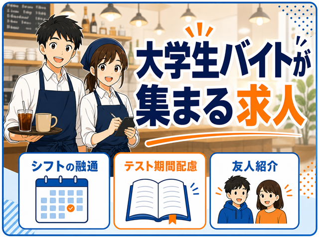 飲食店で大学生アルバイトの募集が集まらないときに求人で見直す5つのポイントを解説するアイキャッチ画像