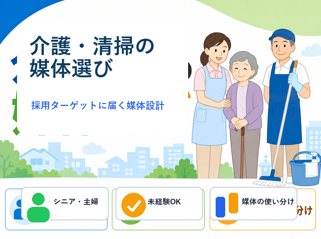 介護・清掃スタッフの採用に強い求人媒体の選び方を解説するアイキャッチ画像