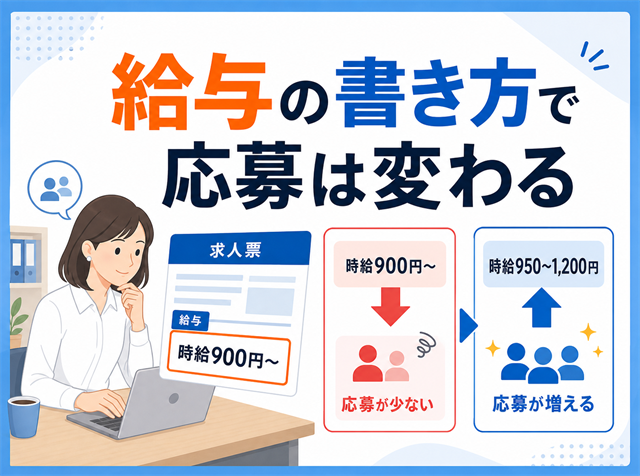 求人広告の給与の書き方を解説し「時給900円〜」で応募が減る理由を示すアイキャッチ画像