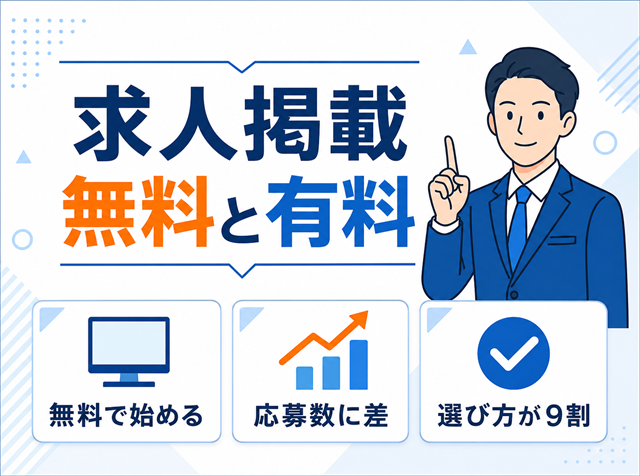 求人掲載のおすすめを無料と有料で比較する採用担当者向けのアイキャッチ画像