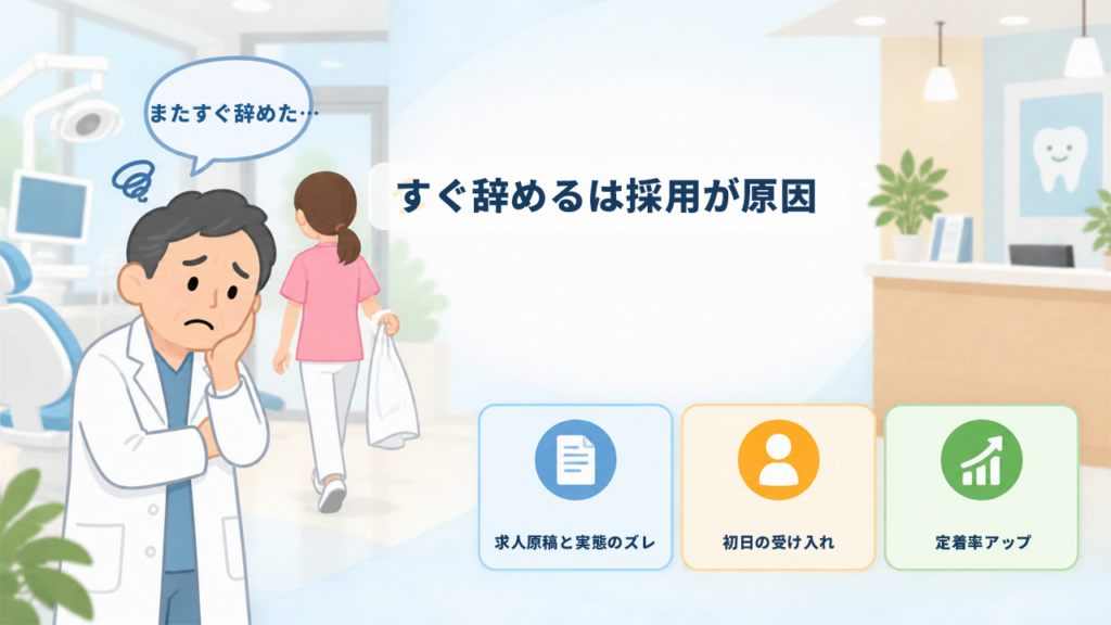 歯科助手がすぐ辞める5つの原因を採用時のミスマッチから見直し定着率を上げる方法を解説するアイキャッチ画像