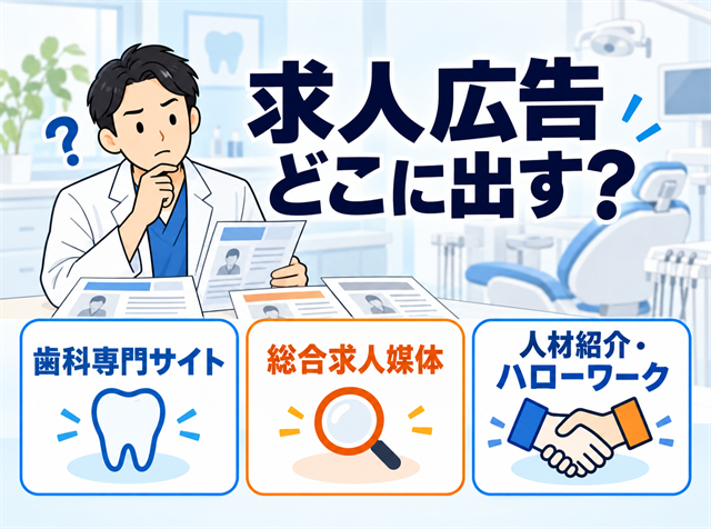 歯科医院の求人広告をどこに掲載するか、採用方法と媒体を比較する院長向けアイキャッチ画像