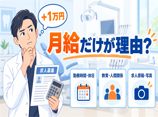 月給を上げても歯科衛生士が集まらない理由と給与以外で見直したい求人条件を解説するアイキャッチ画像